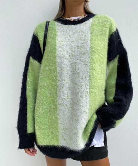 multi color wide knit「shaggy」#8818