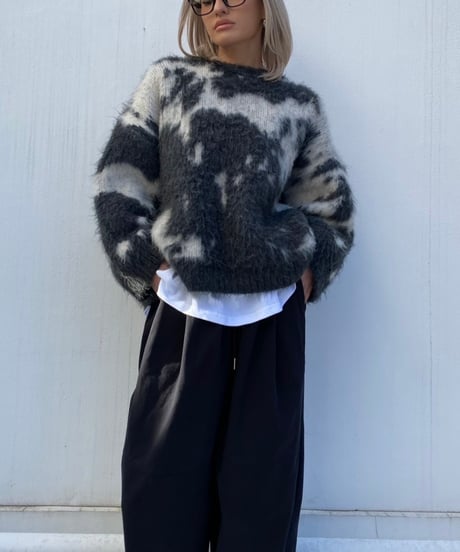 wide shaggy knit「marble」#1806