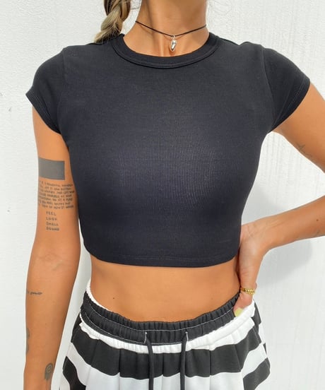 cropped rib tee「mini」#32051-1