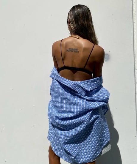 seersucker shirt「crumpled」（シュシュ付）#25102