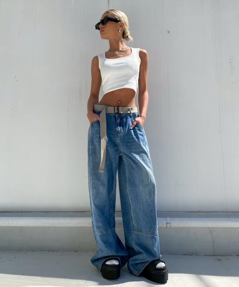 solid wide denim「belt」#575 | tablethotel-sūdo