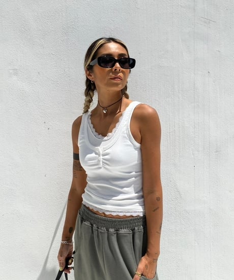 lace tank「button」#68137