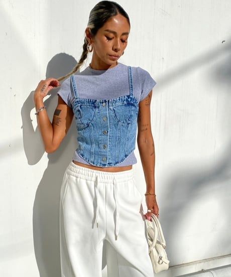 denim bustier「solid shape」#006