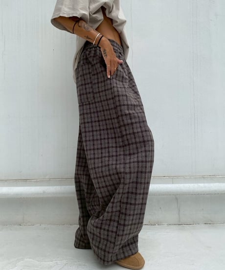 wide pants「over check」#8732