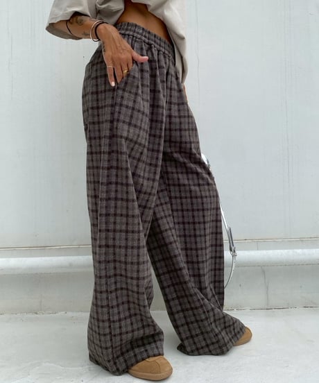 wide pants「over check」#8732
