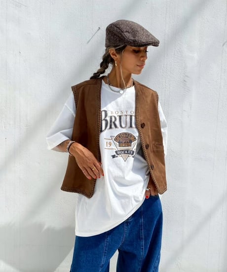fake leather vest「trim」#993659