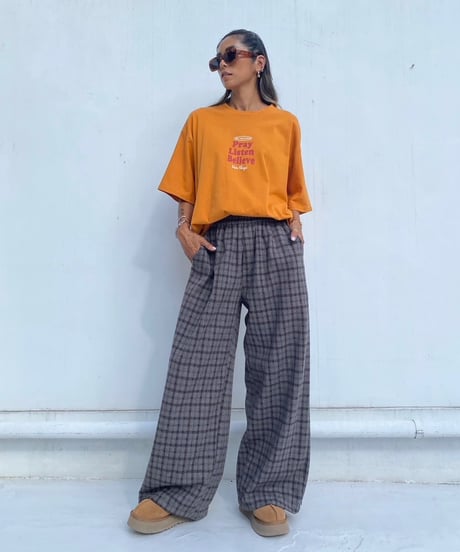 wide pants「over check」#8732