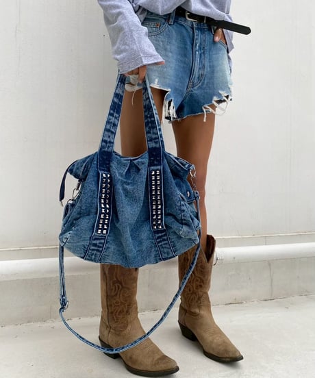 2way denim bag「studs」#1063