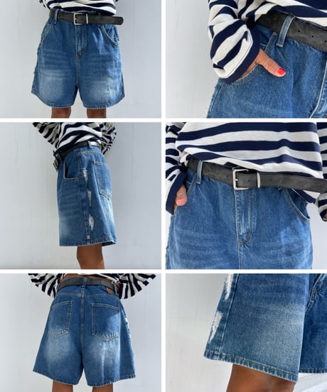 denim shorts「side rip」#1368359