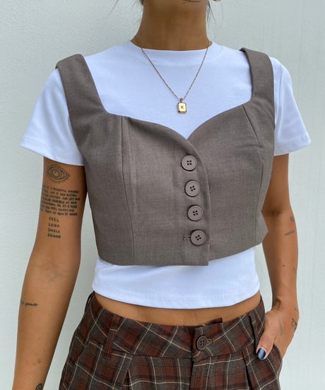 tank bustier top「front button」#8413
