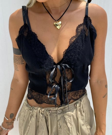 Rib lace cami「butterfly」#96718