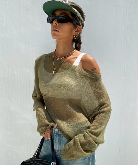 cropped sheer knit「layer me」#61530