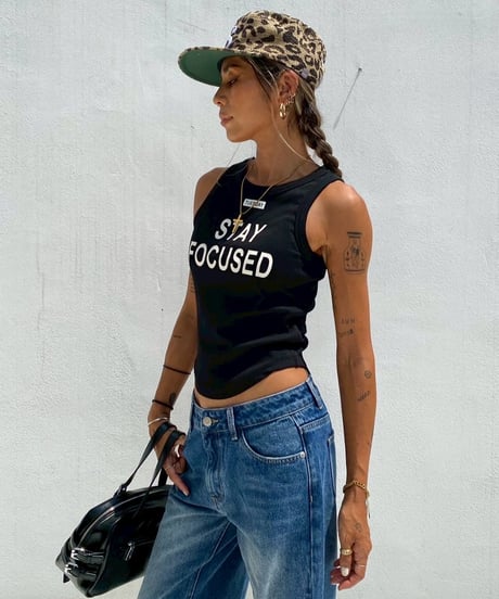 rib tank top「STAY FOCUSED」#256358