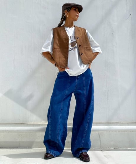 fake leather vest「trim」#993659