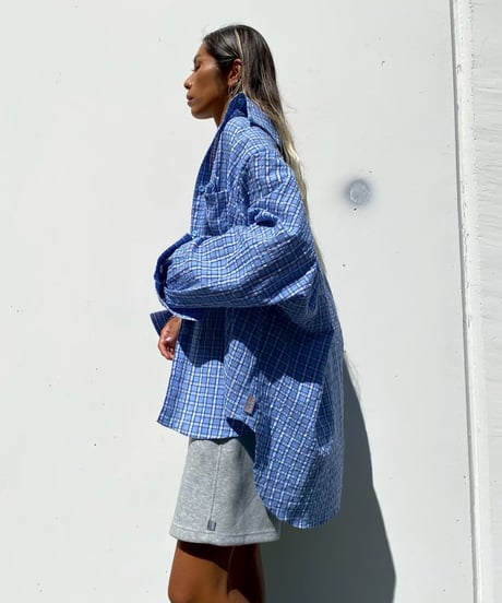 seersucker shirt「crumpled」（シュシュ付）#25102