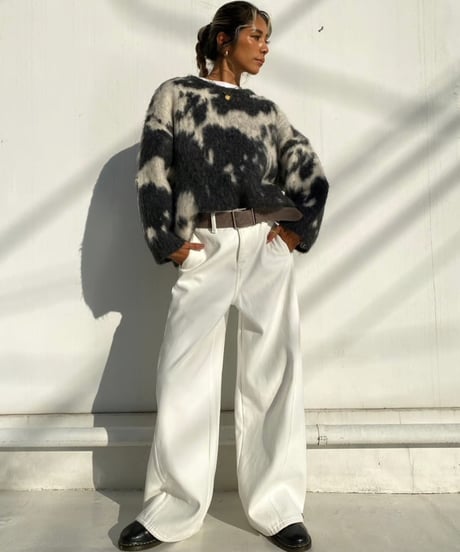 wide shaggy knit「marble」#1806