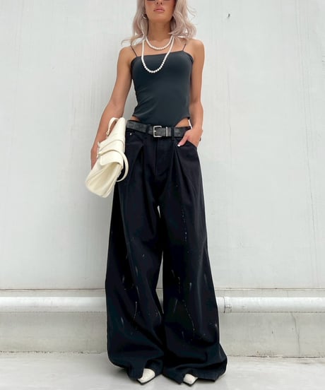 tuck wide pants「paint」#76832