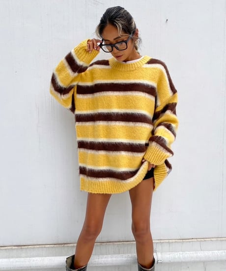 loose knit pullover「border」#8118