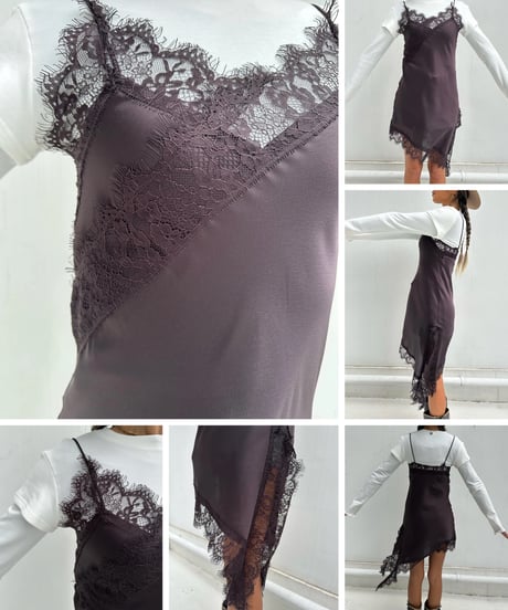 satin one piece「slit lace」#25613601