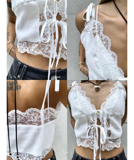 Rib lace cami「butterfly」#96718