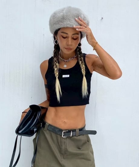 rib cropped tank「tag」#111