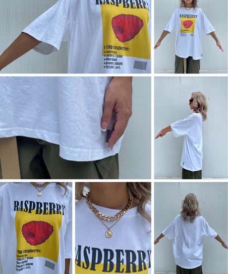printed big T「raspberry」#9576