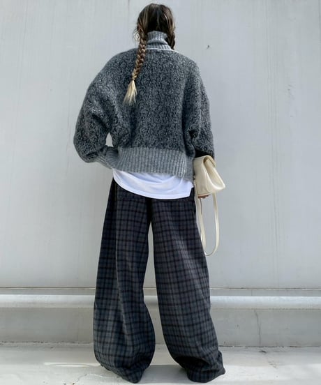 wide pants「over check」#8732