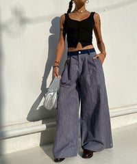 flare tuck pt「denim check」#5727