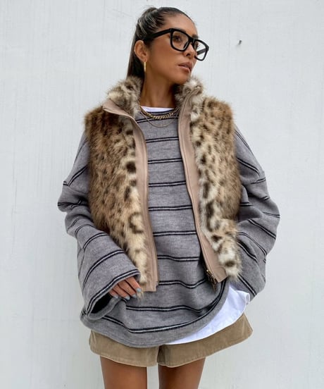 fur vest「fluffy leo」#1012510（リバーシブル）