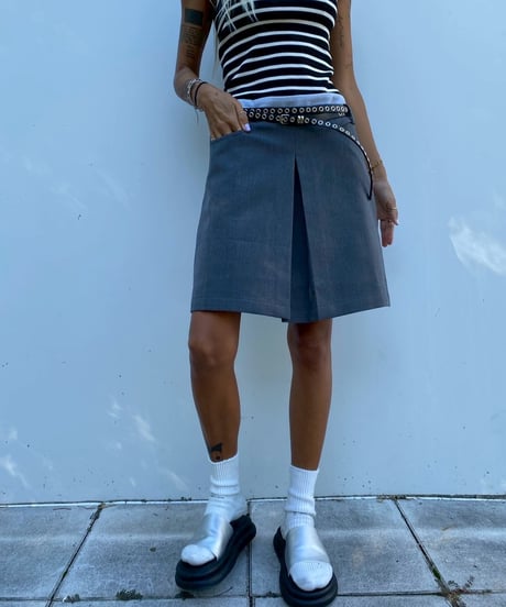 box lame sk「pleats」（ベルト付）#25079