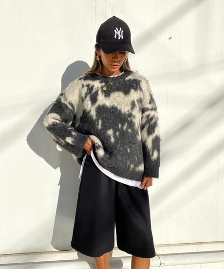 wide shaggy knit「marble」#1806