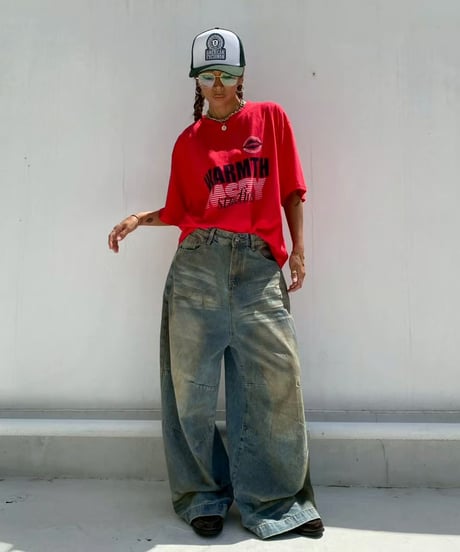 wide denim pt「dirty wash」#589163