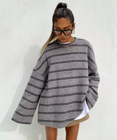 oversized knit「soft borders」#61798510