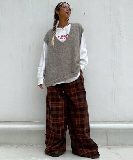 2way loose check pt「brick」#1630