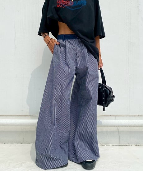 flare tuck pt「denim check」#5727