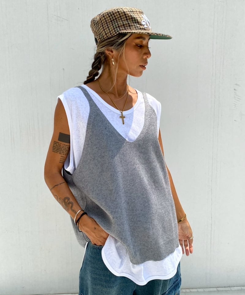 knit cami「V tank」#5060158 | tablethotel-sūdo
