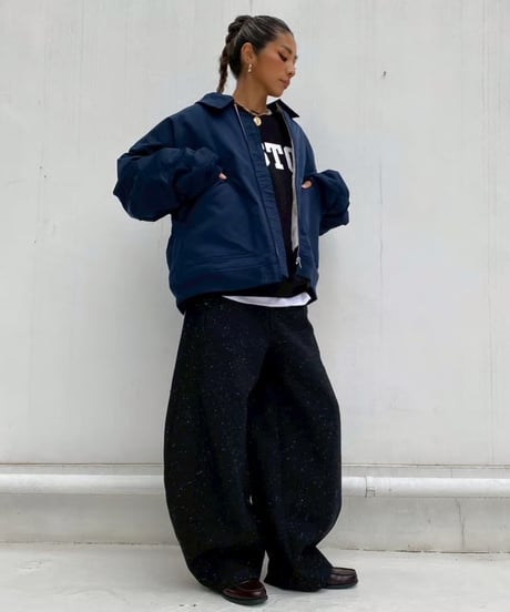 oversized pt「tweed barrel」#951359（ベルト付き）