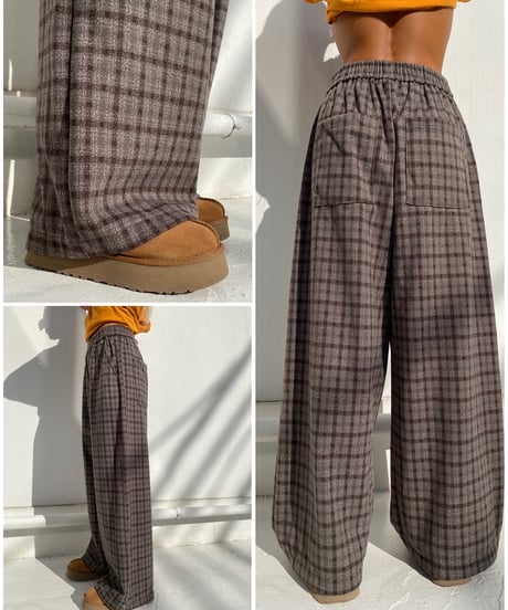 wide pants「over check」#8732