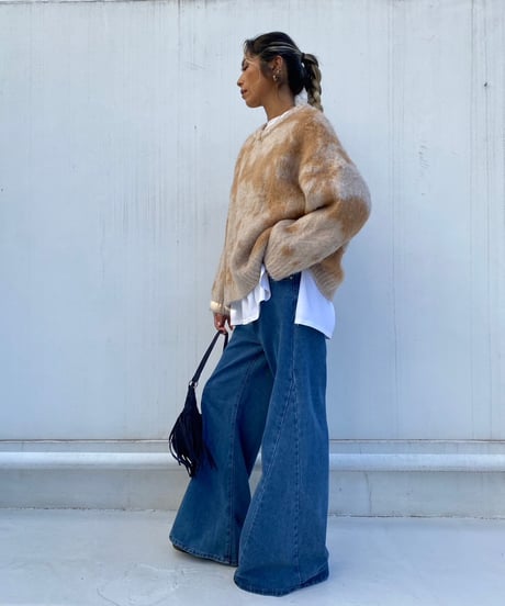 wide shaggy knit「marble」#1806