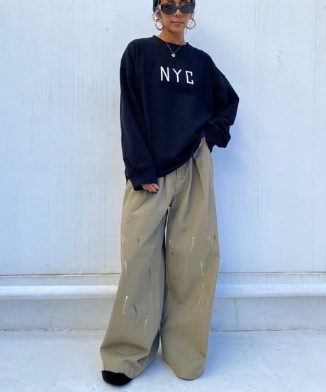 tuck wide pants「paint」#76832