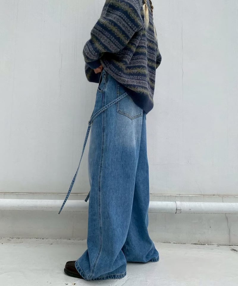 denim salopette「damage wide」#99155 | tablethote