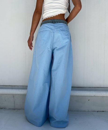 flare tuck pt「denim check」#5727