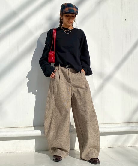 oversized pt「tweed barrel」#951359（ベルト付き）
