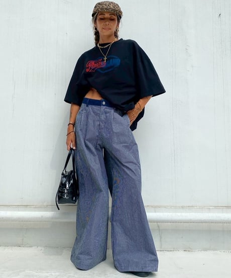 flare tuck pt「denim check」#5727
