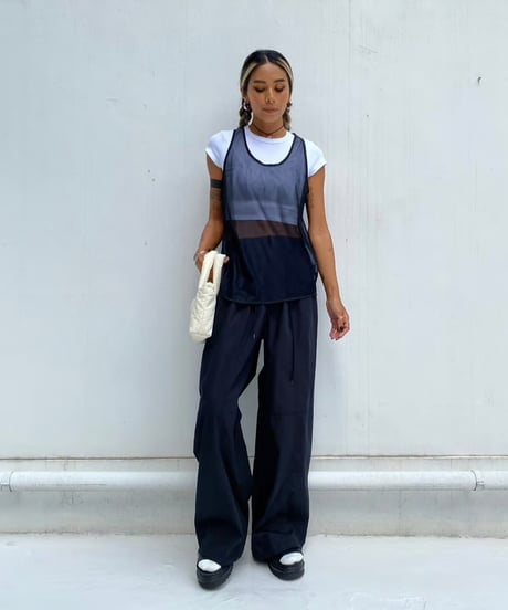 mesh tank top「hem slant」#63459-1
