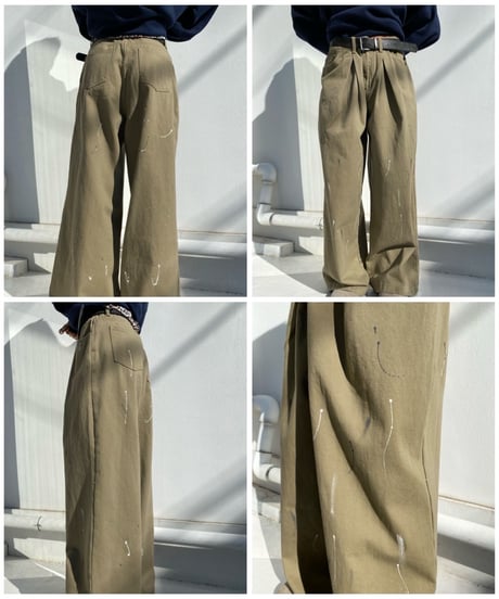 tuck wide pants「paint」#76832