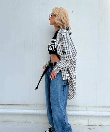 seersucker shirt「crumpled」（シュシュ付）#25102