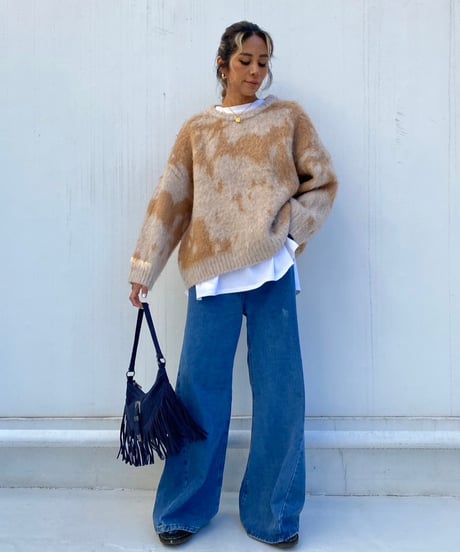 wide shaggy knit「marble」#1806