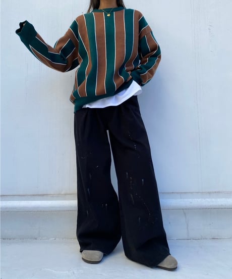 tuck wide pants「paint」#76832