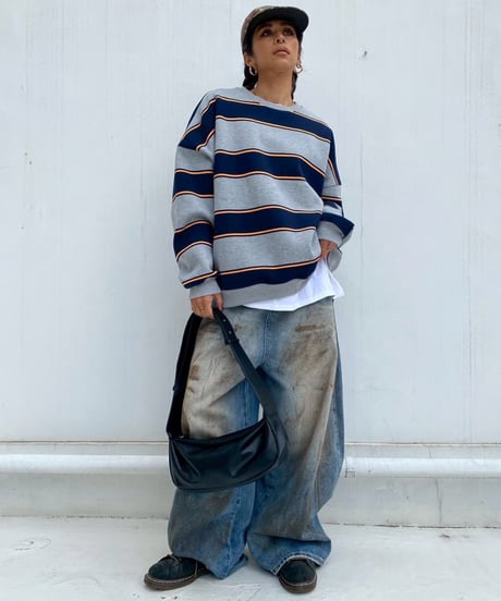oversized sw「thick border」#28218512（裏起毛）